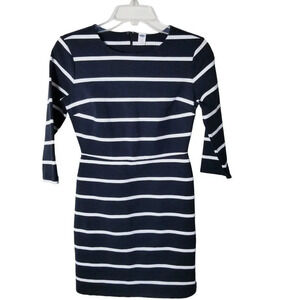 Old Navy‎ Black White Striped Ponte-Knit 3/4 Sleeve Sheath Dress XS Petite